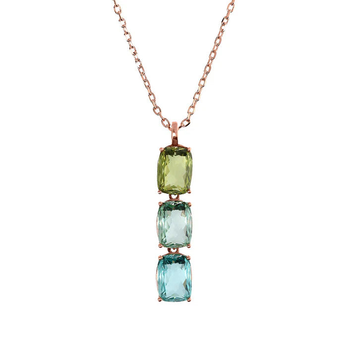 Collana con Prisma Gem Verdi e Blu Taglio Mosaico