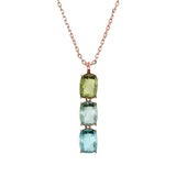 Collana con Prisma Gem Verdi e Blu Taglio Mosaico