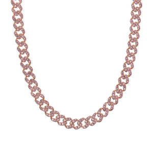 Collana Girocollo Catena Grumetta Squadrata con Pavé di Cubic Zirconia