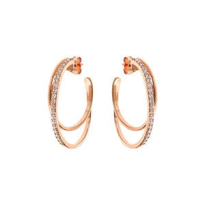 Orecchini a Doppio Cerchio Graduato con Cubic Zirconia
