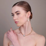 Collana Girocollo Golden Maglie Marquise e Cuore in Pavé di Cubic Zirconia