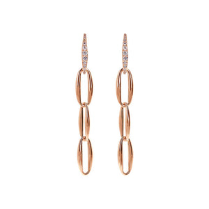 Orecchini Pendenti Maglie Marquise ed Elemento in Pavé di Cubic Zirconia