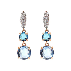 Orecchini Pendenti con Prisma Gem Tonde e Pavé in Cubic Zirconia