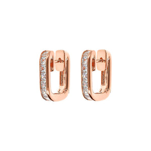 Orecchini a Cerchio con Cubic Zirconia Quadrate Taglio Princess