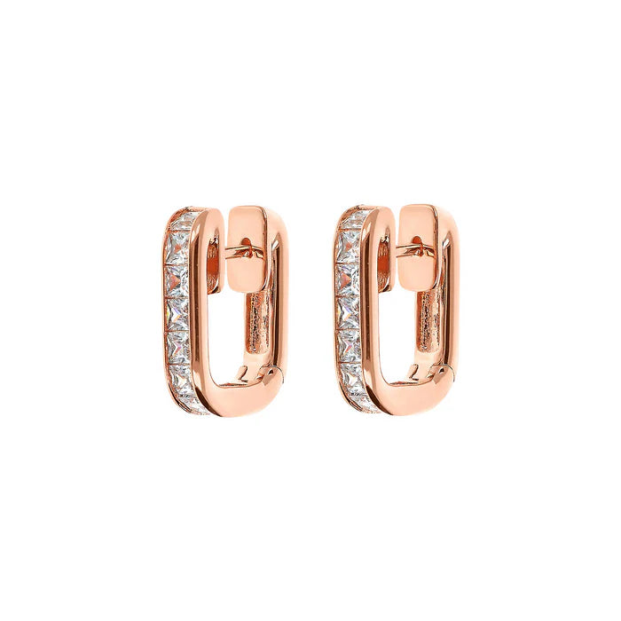 Orecchini a Cerchio con Cubic Zirconia Quadrate Taglio Princess