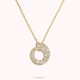 Collana Golden con Pendente a Cerchio Graduato in Pavé Misto