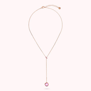 Collana a Cravatta con Rondella in Pavé e Pendente in Prisma Gem Tonda