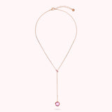 Collana a Cravatta con Rondella in Pavé e Pendente in Prisma Gem Tonda