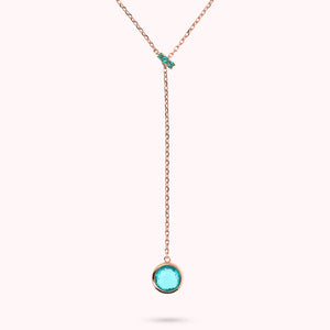Collana a Cravatta con Rondella in Pavé e Pendente in Prisma Gem Tonda