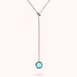 Collana a Cravatta con Rondella in Pavé e Pendente in Prisma Gem Tonda