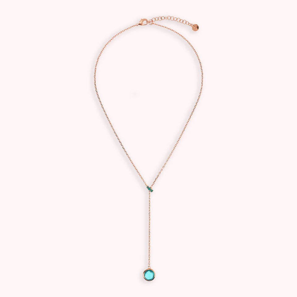 Collana a Cravatta con Rondella in Pavé e Pendente in Prisma Gem Tonda