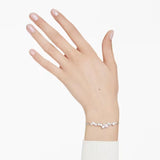Bracciale rigido Constella Crystal Pearl, tagli Round, Bianco, Placcato rodio