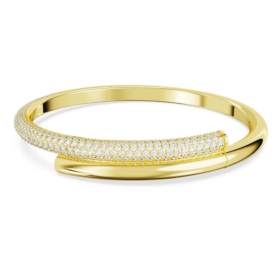 Bracciale rigido Dextera Chiusura magnetica, Bianco, Placcato color oro
