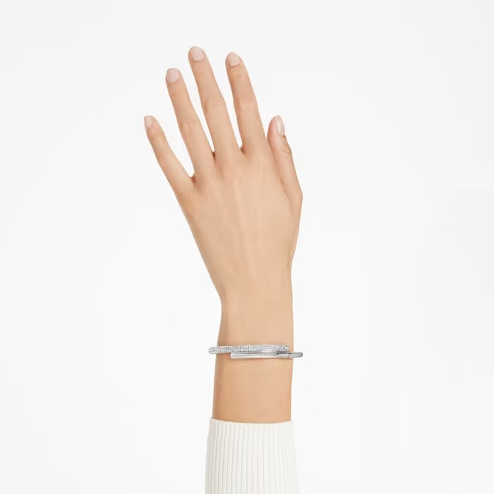 Bracciale rigido Dextera Chiusura magnetica, Bianco, Placcato rodio