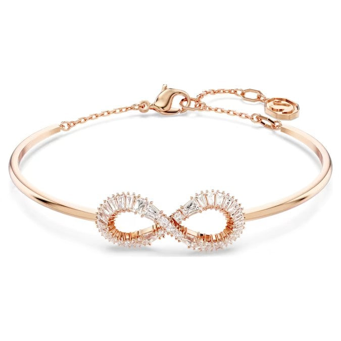 Bracciale rigido Hyperbola Infinito, Bianco, Placcato color oro rosa