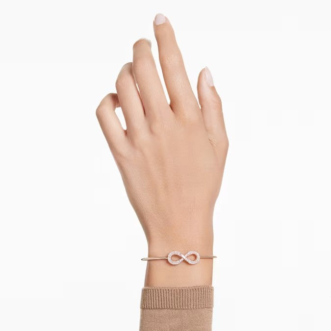 Bracciale rigido Hyperbola Infinito, Bianco, Placcato color oro rosa