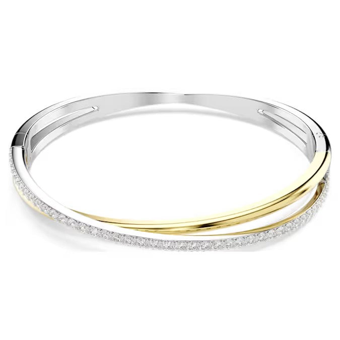 Bracciale rigido Hyperbola Taglio Round, Bianco, Mix di finiture