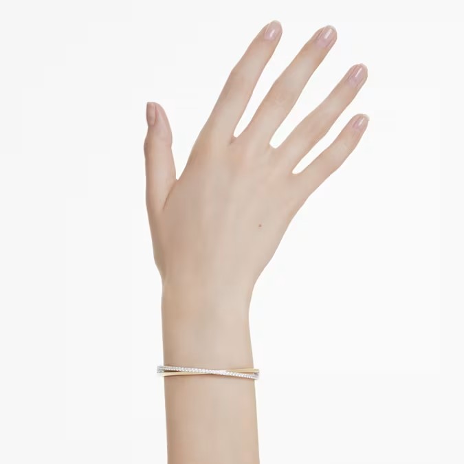 Bracciale rigido Hyperbola Taglio Round, Bianco, Mix di finiture