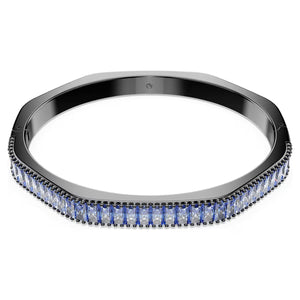 Bracciale rigido Matrix Taglio baguette, Forma ottagonale, Blu, Placcato rutenio