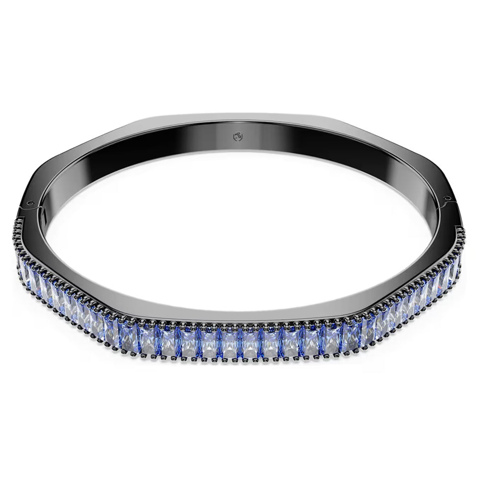 Bracciale rigido Matrix Taglio baguette, Forma ottagonale, Blu, Placcato rutenio