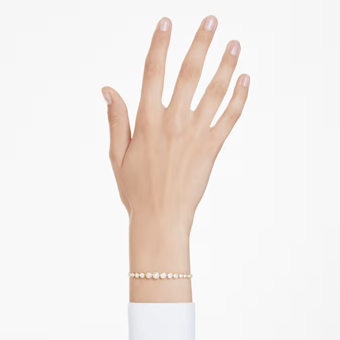 Bracciale Tennis Imber Tagli arrotondati misti, Bianco, Placcato color oro