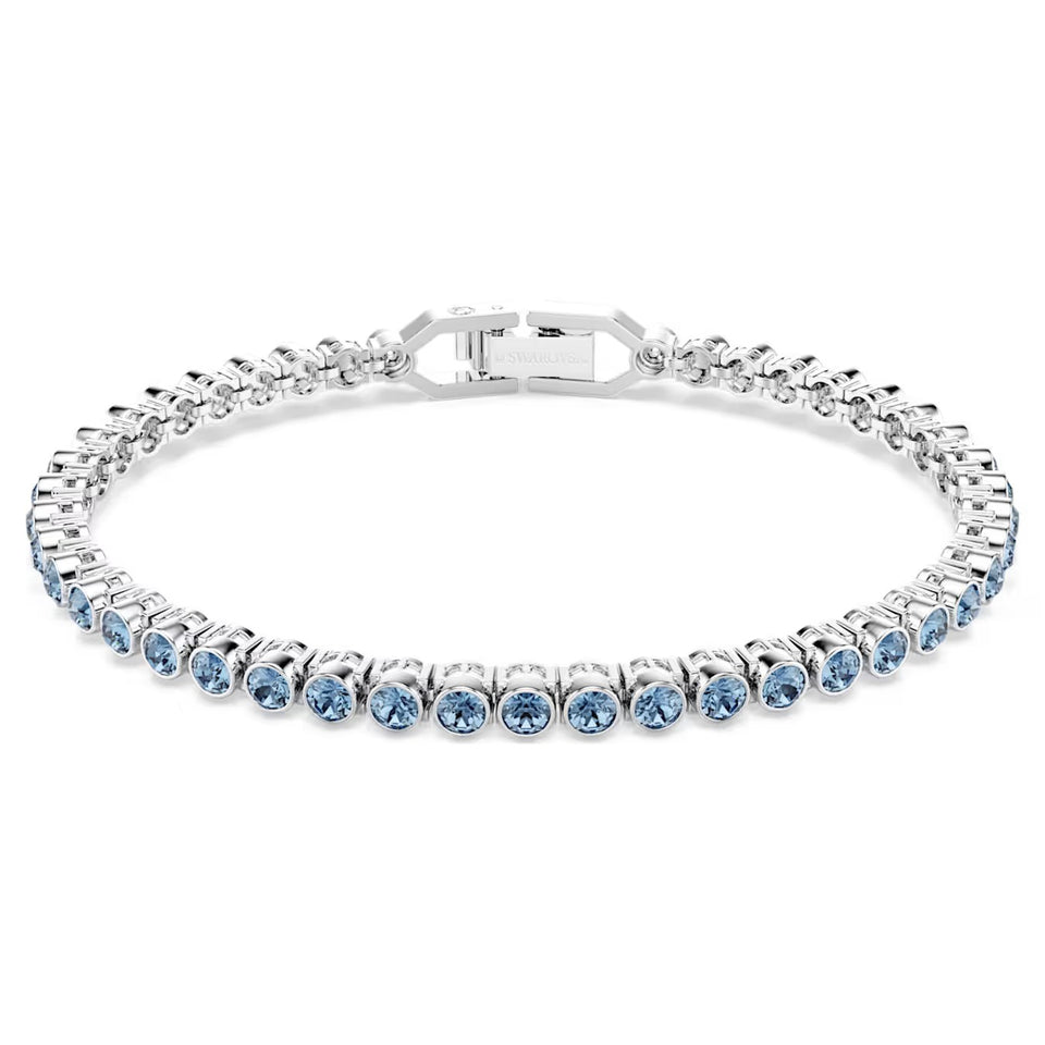 Bracciale Tennis Imber Emily Taglio Round, Blu, Placcato rodio