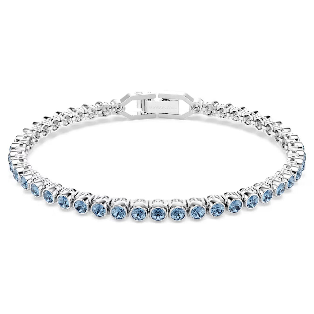 Bracciale Tennis Imber Emily Taglio Round, Blu, Placcato rodio