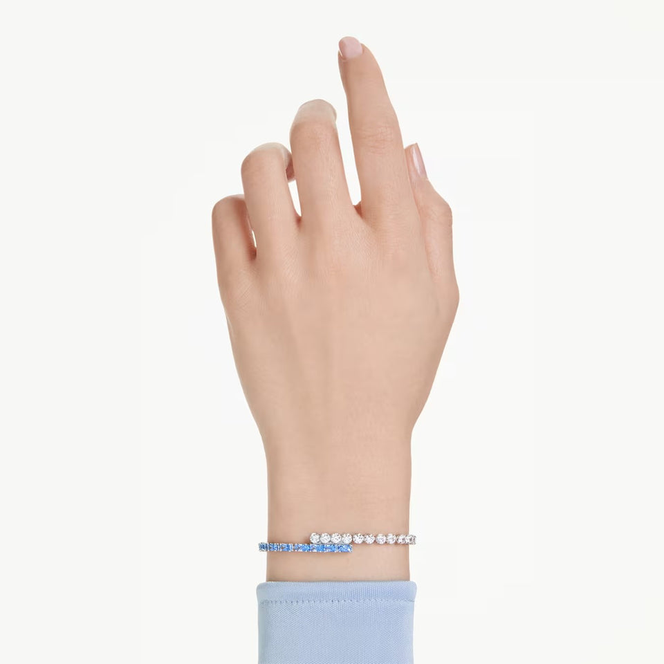 Bracciale Tennis Matrix Taglio misto, Blu, Placcato rodio