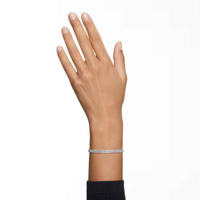 Bracciale Tennis Matrix Taglio Round, Bianco, Placcato rodio