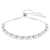 Braccialetto Matrix Crystal Pearl, Taglio Round, Bianco, Placcato rodio