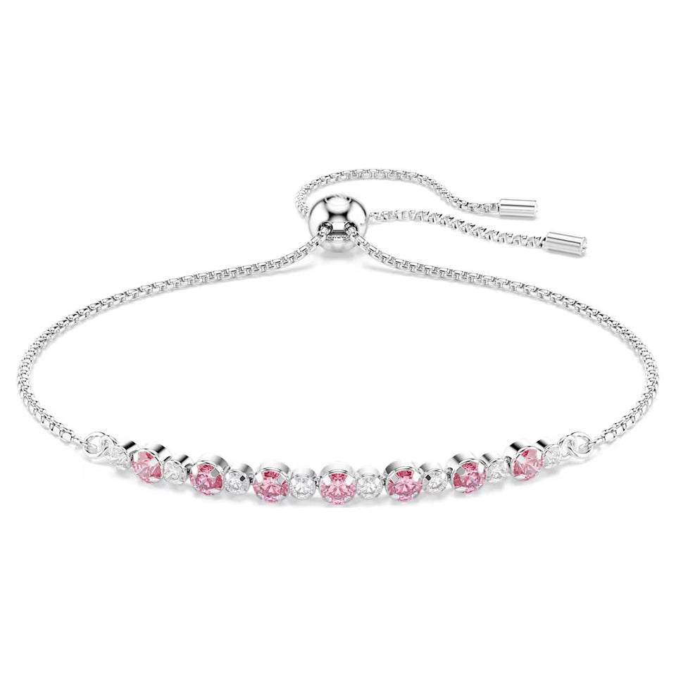 Braccialetto Matrix Taglio Round, Rosa, Placcato rodio