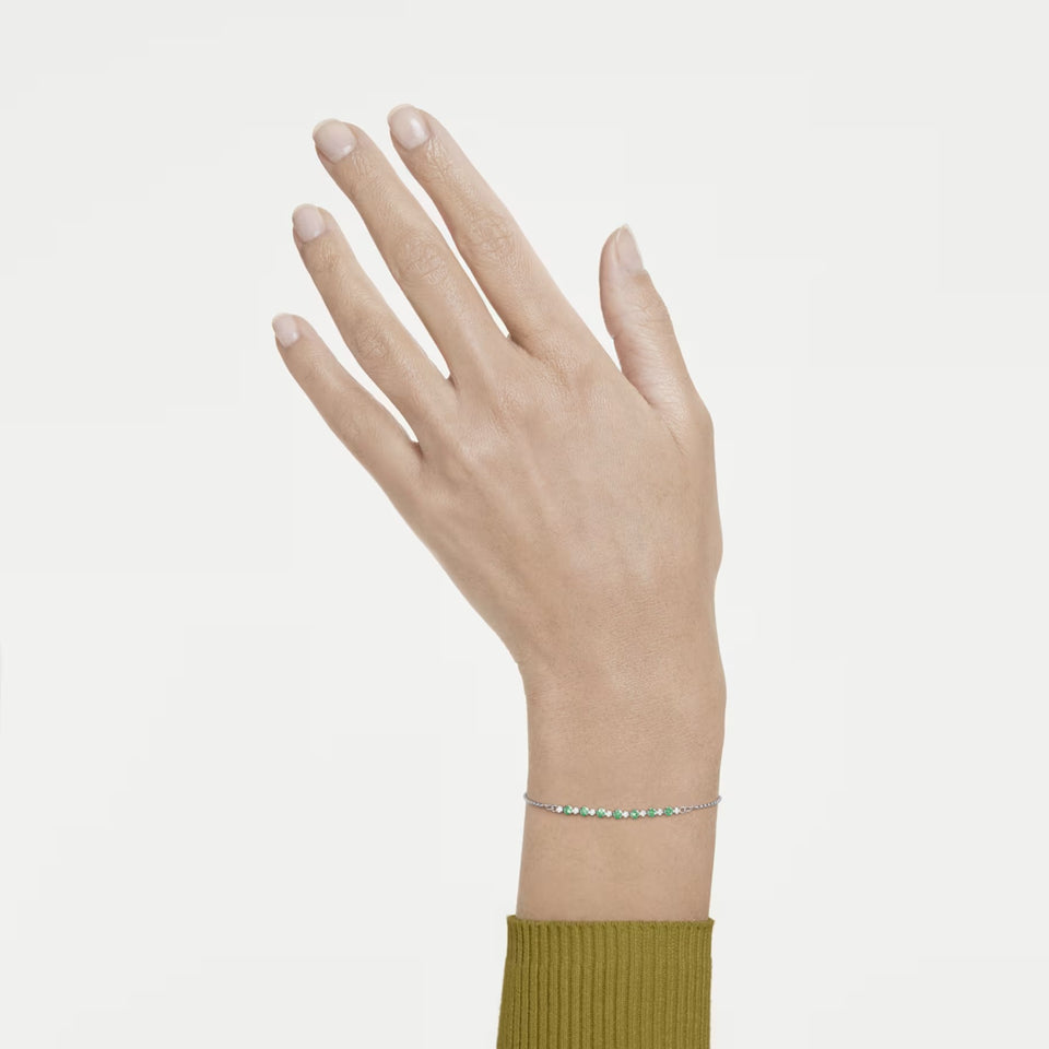 Braccialetto Matrix Taglio Round, Verde, Placcato rodio