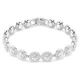 Braccialetto Tennis Una Angelic Taglio Round, Bianco, Placcato rodio