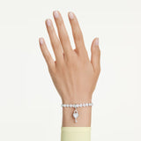 Charm Idyllia Taglio misto, Cuore con chiave, Bianco, Placcato rodio