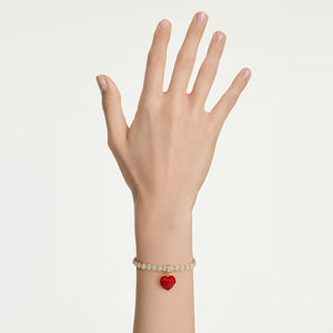 Charm Idyllia Taglio Round, Cuore, Rosso, Placcato color oro