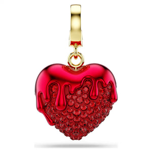 Charm Idyllia Taglio Round, Cuore, Rosso, Placcato color oro