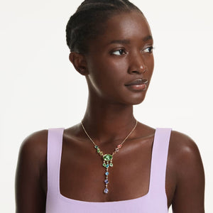Collana a Y Gema Taglio misto, Multicolore, Finitura oro 18K