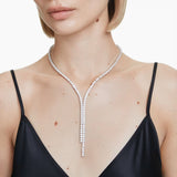 Collana a Y Matrix Taglio Round, Bianco, Placcato rodio