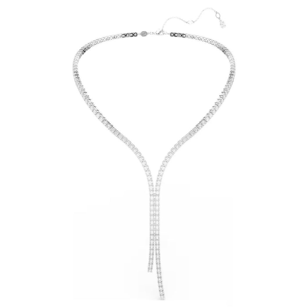 Collana a Y Matrix Taglio Round, Bianco, Placcato rodio
