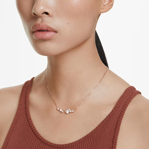 Collana Constella Crystal Pearl, tagli Round, Bianca, Placcato color oro rosa