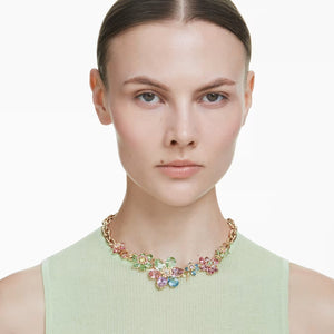 Collana Idyllia Taglio misto, Fiore, Multicolore, Placcato color oro