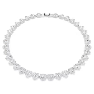 Collana Tennis Ariana Grande x Swarovski Taglio misto, Cuore, Bianca, Placcato rodio