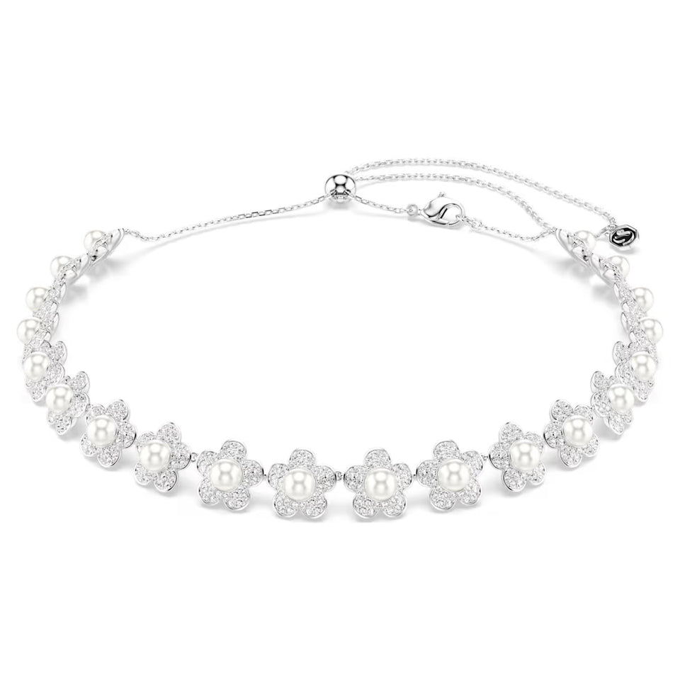 Girocollo Ariana Grande x Swarovski Crystal Pearl, Taglio Round, Bianco, Placcato rodio