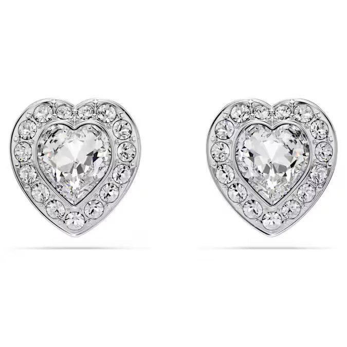 Orecchini a lobo Ariana Grande x Swarovski Taglio misto, Cuore, Bianchi, Placcato rodio
