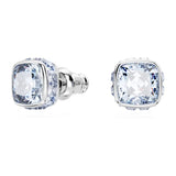 Orecchini a lobo Birthstone Taglio squadrato, Marzo, Blu, Placcato rodio