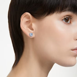 Orecchini a lobo Birthstone Taglio squadrato, Marzo, Blu, Placcato rodio