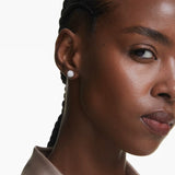 Orecchini a lobo Dextera Taglio Round, Sfera, Bianchi, Placcato rodio