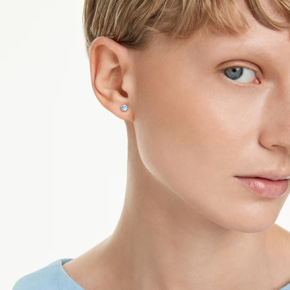 Orecchini a lobo Stilla Attract Taglio Round, Blu, Placcato rodio