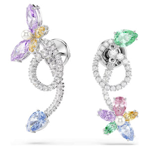 Orecchini pendenti con orecchino jacket Ariana Grande x Swarovski Taglio misto, Libellula, fiore, Multicolore, Placcato rodio