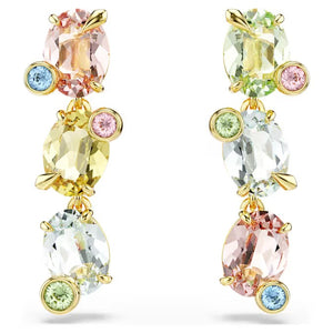 Orecchini pendenti Gema Design asimmetrico, Taglio misto, Multicolore, Placcato color oro